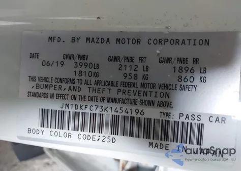 2019 Mazda Cx-3 Touring z USA, uszkodzony, nr VIN JM1DKFC73K1454196